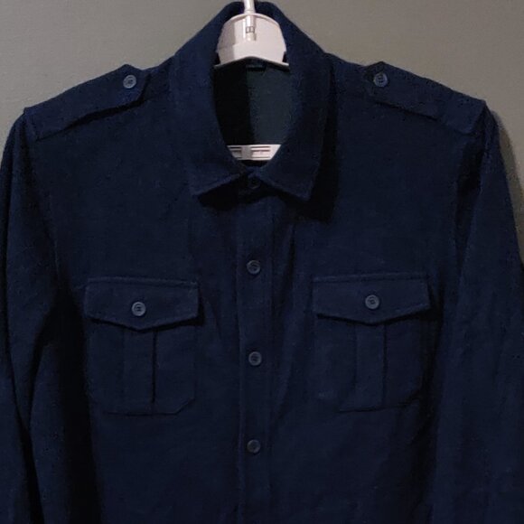 Sease Felpa Generale Virgin Wool & Nylon Over Shirt Dark Navy Blue XL/52 - Picture 8 of 8